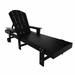 Laguna Adirondack Poly Reclining Chaise Lounge With Arms & Wheels Black