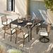 LAUSAINT HOME 7 Pieces Patio Dining Set 4 Outdoor Standard Dining Chairs 2 Swivel Chairs with Beige Cushions and 1 Rectangular Table