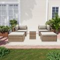 Mondawe 5-Pieces Pieces Outdoor Furniture Sofa Set All-Weather Wicker Patio Conversation Sets Rattan Patio Couch with Coffee Table for Backyard Porch Balcony Poolside