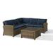 HomeStock City Chic 4Pc Outdoor Wicker Sectional Set Sangria/Weathered Brown - Right Corner Loveseat Left Corner Loveseat Corner Chair & Sectional Glass Top Coffee Table