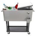 IVV 80QT Iron Spray Cooler with Shelf Rolling Cooler for Outdoor Patio Deck Party Beer Coolers Cart Cover