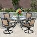 Mondawe 5-Piece Outdoor Patio Cast Aluminum Swivel Sling Chair Set with Round Table and 4 Chair for Garden Lawn Party Courtyard