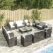 moobody 16 Garden Patio Conversation Set White Cushioned 4PSC 2-Seater Sofa with 8 Armchair and 4 Tables Black Poly Rattan Sectional Sofa Set for Garden Backyard Balcony Outdoor