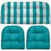 DÃ©cor Indoor Outdoor 3 Piece Tufted Wicker Cushion Set (Standard Cancun Blue White Stripe Cancun Blue)