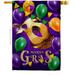 Breeze Decor 28 x 40 in. Mardi Gras Balloons House Flag with Spring Double-Sided Decorative Vertical Flags Decoration Banner Garden Yard Gift