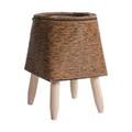 Woven Basket Plant Stand with Legs Basket Floor Planter Rustic Flower Pot Wooden Square Dark Brown