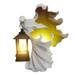 Thaisu Creepy Grim Reaper Statue Solar Light Hell Messenger with Lantern Resin Sculpture Halloween Garden Decoration