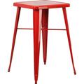 Grade 23.75 Square Red Metal Indoor-Outdoor Bar Height Table