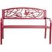 213049 Perched Birds Metal Park Patio Bench Red