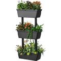 Planter Raised Bed 3-Tier Vertical Garden Planter Freestanding Flower Stand with Well-Drained Inside Structure Indoor Outdoor Elevated Container Box for Herb Vegetable Planting (Gray)