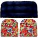 Indoor Outdoor 3 Piece Tufted Wicker Cushion Set (Standard Navy Blue Colsen Berry)