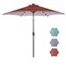 Outdoor Patio 8.7-Feet Market Table Umbrella with Push Button Tilt and Crank Red Stripes With 24 LED Lights[Umbrella Base is not Included]