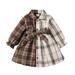 KIMI BEAR Infant Girls Dress 12 Months Infant Girls Fall Winter Dress 18 Months Infant Girls Plaid Patchwork Long Sleeve Button-Up Lapel Shirtdress Black