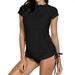 Yubnlvae swimsuit women Women s Rash Guard Sun Protection UV Surf Tops Short Sleeve Swim Shirt Black