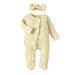 GXFC Baby Girl Fall Jumpsuits 3M 6M 9M 12M 18M Infant Girl Long Sleeve Zip Up Footies Rompers Bodysuit with Headband Autumn Clothing for Newborn Girl