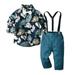 TOWED22 Kids Boys Suit Little Gentleman Outfit Toddler Boy Clothes Baby Boy Clothes Baby Shirt Suspender Pants (Navy 4-5 Y)