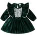 Xkwyshop Newborn Baby Girl Dress Long Sleeve Lace Patchwork Corduroy Dress A-line Dress for Daily Party