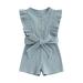 TOPGOD Kids Girls Playsuit Crew Neck Ruffles Sleeveless Solid Color Rib Knit Jumpsuits Summer Casual Clothes Bodysuits Romper with Belt