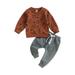 2Pcs Toddler Baby Boy Halloween Outfits Pumpkin Print Long Sleeve Sweatshirt + Pants