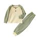 JDEFEG Junior Outfits for Teen Girls Winter Toddler Baby Girl Boy Clothes Color Block Knit Walf Checks Outfit Kids Cotton Long Sleeve T Shirt Tops Pants Set 2Pcs Baby Girl Autumn Cotton Army Green 80