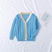 Shldybc Baby Days Savings! Baby Girls Cotton Cardigan Long Sleeve Kid Button Down Sweater Girl V Neck Cardigans Fall Winter Knitwear Jacket Girls Cardigans on Clearance( Blue 6-7 Years )