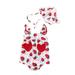 HIBRO Baby Girl Floral Baby Girl Bodysuit Baby Girls Straps Fruit Print Romper Sunsuit Hat Bodysuit