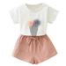 Wiueurtly Wear for Teens Girl Clothes 3t-4t Toddler Kids Baby Girls Outfits Clothes Print Flower T-Shirt+Bowknot Shorts Set