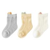 HIBRO Cotton Socks for Boy Boys Socks Size 4 Socks Floor Socks Cotton Socks Cartoon Ultra Thin Breathable For Spring To Autumn Solid Color 3pcs