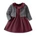 YDOJG Toddler Girls Outfit Set Children Autumn Long Sleeve Button Coat Solid Dresses Outfits For 2-3 Years