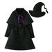 YDOJG Toddler Girls Outfit Set Long Sleeve Witch Show Dress Coat Belt Hat 4Pcs Outfits Clothes Set For Children Clothes For 4-5 Years
