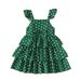 KIMI BEAR Toddler Girls Dress 2T Toddler Girls Spring Summer Dress 3T Toddler Girls Tiny Dot Prints Ruffles Slip Dress Green