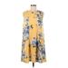 Apt. 9 Casual Dress - A-Line High Neck Sleeveless: Yellow Floral Dresses - Women's Size Medium