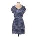 Nell Casual Dress - Mini Scoop Neck Short sleeves: Blue Print Dresses - Women's Size 10