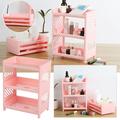 Eguiwyn Storage rack Bathroom Supplies Storage Three Tier Shelf Bedroom Finishing Rack Bathroom Shelf Kitchen Bathroom Products Pink