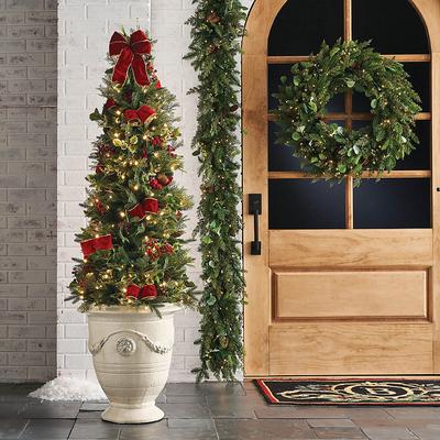 Christmas Cheer 5 ft. Potted Tree - Frontgate - Outdoor Christmas Decorations