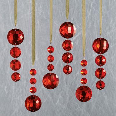 Ruby Red Crystal Drop Ornaments, Set of Six - Frontgate