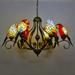 Vintage Tiffany Parrot Shade Stained Glass Ceiling Chandelier Light Retro Wrought Iron Pendant Light Fixture Living Room