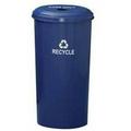 Witt Industries Tall round recycling wastebasket & top with 4 round opening- recycle blue