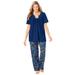 Plus Size Women's Embroidered Short-Sleeve Sleep Top by Catherines in Evening Blue (Size L)