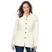 Plus Size Women's Button Down Rib Cardigan by Jessica London in Ivory (Size L)
