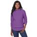 Plus Size Women's Cable Crewneck Sweater by Jessica London in Bright Violet (Size 1X)