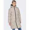 Steppmantel ONLY "ONLAMANDA LONG PUFFER COAT", Damen, Gr. XS (34), beige (pumice stone), Web, Obermaterial: 100% Polyester. Futter: 100% Polyester. Wattierung: 100% Polyester, unifarben, casual, lässig geschnitten, Langarm, Mäntel, mit Kapuze