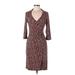 My Michelle Casual Dress - Sheath V Neck 3/4 sleeves: Brown Dresses - Women's Size Medium