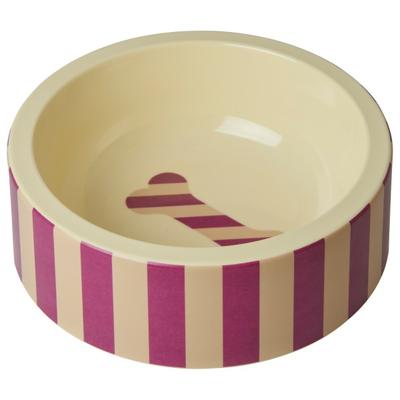 Rice - Melamine Pet Bowl for Food and Water Gr Large maroon / striped bone