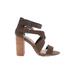 Steve Madden Heels: Strappy Chunky Heel Casual Tan Solid Shoes - Women's Size 9 - Open Toe