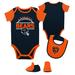 Newborn & Infant Navy/Orange Chicago Bears Home Field Advantage Three-Piece Bodysuit, Bib Booties Set