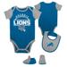 Newborn & Infant Blue/Heather Gray Detroit Lions Home Field Advantage Three-Piece Bodysuit, Bib Booties Set