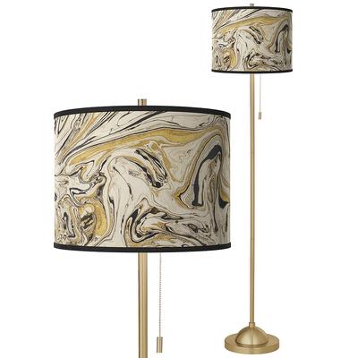 Venetian Marble Giclee Warm Gold Stick Floor Lamp