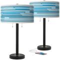 Urban Stripes Arturo Black Bronze USB Table Lamps Set of 2