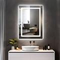 Dextrus 32 x24 LED Mirror for Bathroom Lighted Mirrors Wall Mount Bathroom Vanity Mirror with Lights Gradient Front and Backlit Double LED Makeup Mirror Anti-Fog Memory Function Tempered Glass